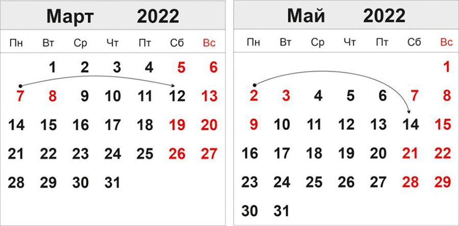 Утвержден график переноса рабочих дней в 2022 году