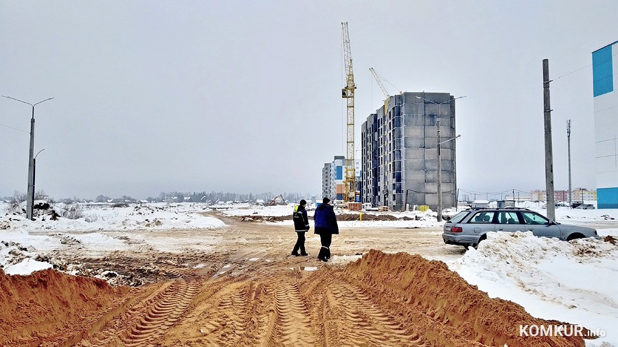 Январь 2023 года. Бобруйск. Начало строительства улицы Пуховской (Народного Единства)